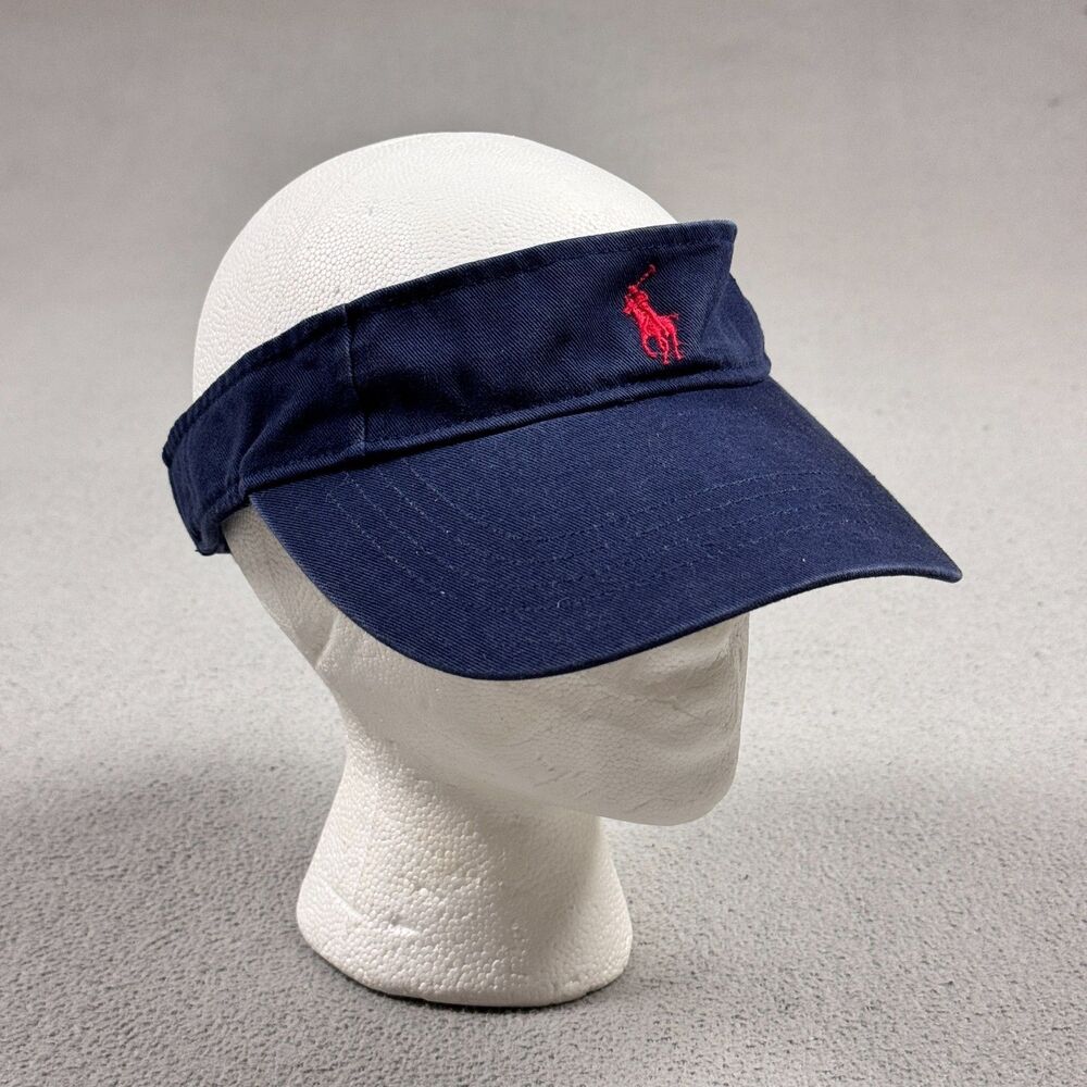 Polo Ralph Lauren Sun Visor Hat Mens OSFA Navy Blue Red Pony Golf Tennis